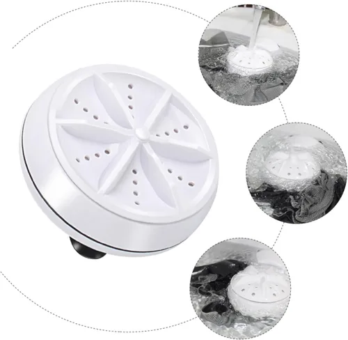 Vista 3 de Lavadora de ropa portátil de mini turbina con alimentación por USB, modo de lavado rápido para ropa interior, camping, apartamentos