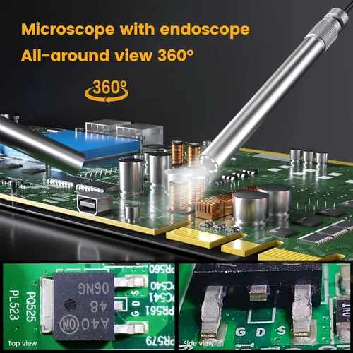 Vista 3 de Andonstar AD409-Pro ES - Microscopio digital HDMI de 10.1 pulgadas para adultos con endoscopio, cámara de microscopio de soldadura con soporte