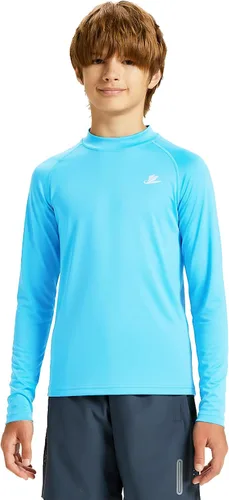 Vista 14 de DEVOROPA Youth Boys Compression Thermal Shirt Long Sleeve Kids Fleece Baselayer Soccer Baseball Undershirt Slim/Regular/Husky Cuello redondo-negro