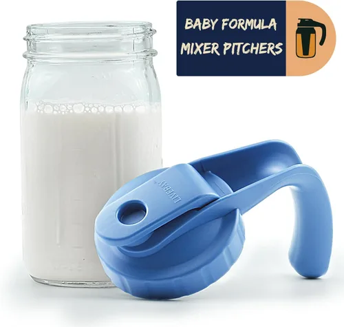 Vista 4 de Jarra de leche materna de vidrio de 32 onzas con tapa de boquilla para verter y a prueba de fugas, recipiente de almacenamiento de leche materna