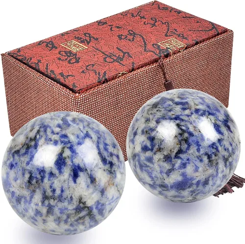 Vista 18 de fengshuisale Feng Shui Bolas de salud chinas (azul con fénix y dragón) 3.8cm/1.5" Pulsera de cuerda roja