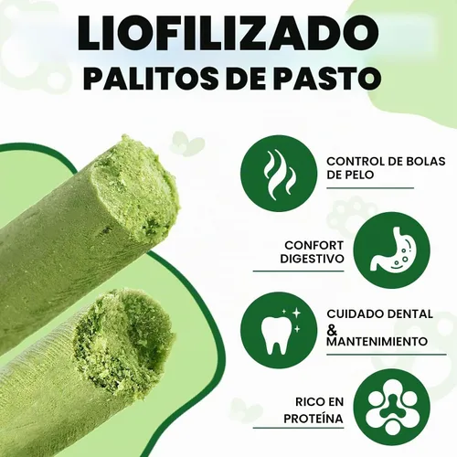 Vista 5 de Palito de hierba para gatos de 2.12 oz, secado congelado, bocadillos para limpieza de dientes y eliminación de bolas de pelo, sabor natural a pollo
