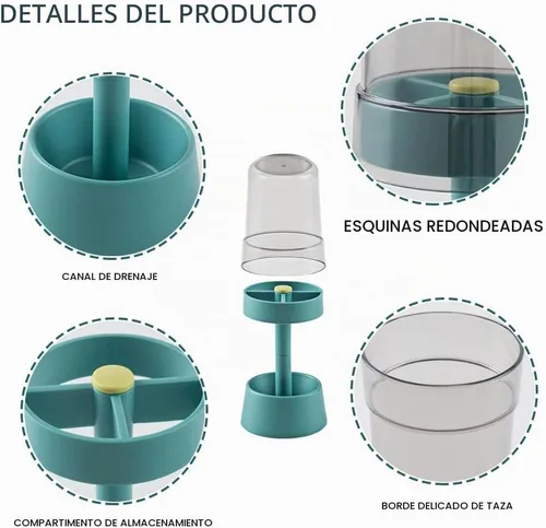 Vista 6 de Soporte para cepillo de dientes con taza/cubierta cubierta, organizador de Azul