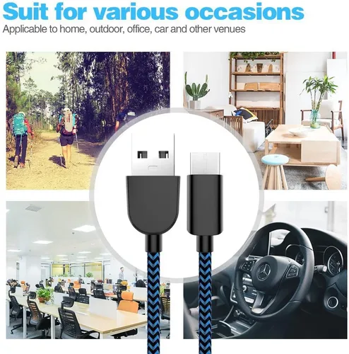 Vista 6 de Cable USB tipo C, 5 unidades (3/3/6/6/10 pies) de nailon trenzado USB C Cable de carga rápido compatible con Samsung Galaxy S9 S8 Note 9 Note 8