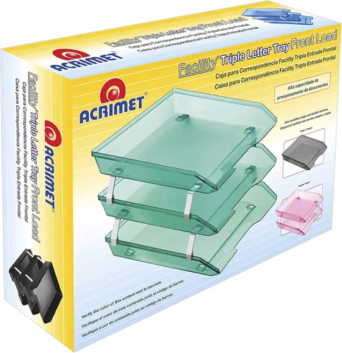 Vista 8 de Acrimet Facility - Organizador de archivos de escritorio de plástico con carga frontal de 3 niveles (color blanco)