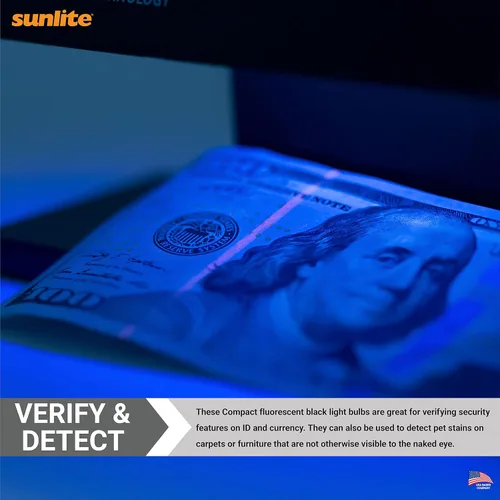 Vista 5 de Sunlite 05145-SU T6 Bombilla fluorescente en forma de U, 8 vatios, luz UV, longitud de onda de color de 365 nm, base GX10q de 4 pines, enchufable