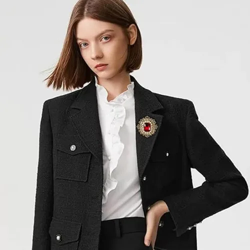 Vista 6 de Broche de perlas de diamantes de imitación vintage, tono dorado, vintage, barroco, rectangular, de cristal, perla, estilo victoriano, bohemio