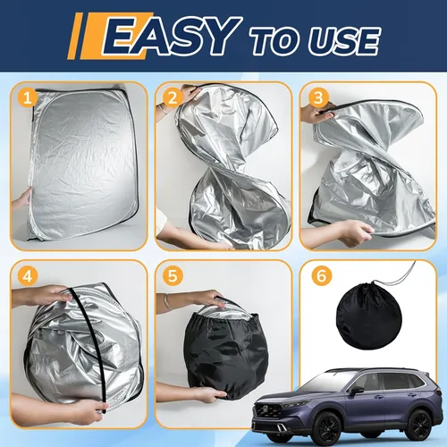 Vista 4 de Parasol para parabrisas de ajuste personalizado para Honda CR-V 2017 2018 2019 2020 2021 2022 CRV parasol plegable para SUV, protector solar