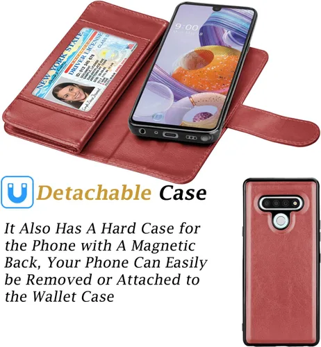 Vista 5 de Takfox - Funda para LG Stylo 6, funda tipo cartera para LG Stylo 6, de piel sintética, para tarjetas de crédito, con función atril, desmontable