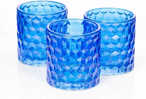 Vista 7 de Richland Juego de 12 portavelas votivo y candelita de cristal grueso ámbar