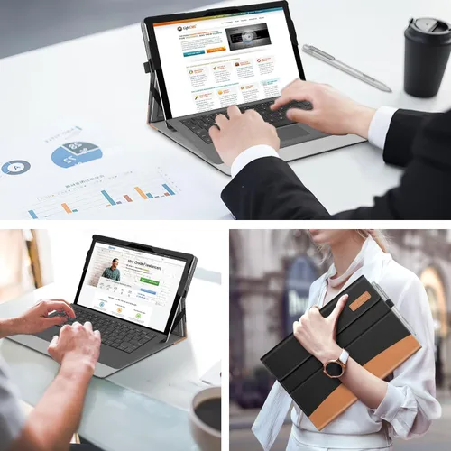 Vista 8 de Funda Fintie para Microsoft Surface Pro 7 Plus, Surface Pro 7/6/5/4/3 de 12,3 pulgadas - Cubierta de negocios tipo portafolio con bolsillo, Negro