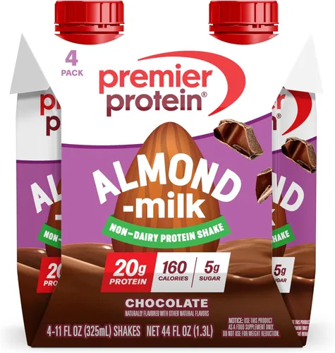 Premier Protein Batido de proteína de leche de almendra a base de plantas no lácteas, chocolate, 0.71 onzas de proteína, 0.18 onzas de azúcar, 11