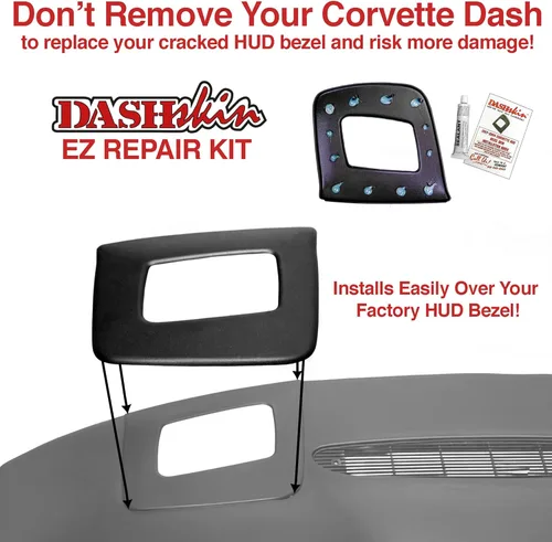 Vista 2 de DashSkin Kit de reequipamiento de bisel HUD compatible con Chevrolet Corvette 1997-2004 en negro, fácil agrietado HUD bisel Fix - Fabricado