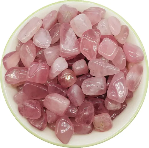 Vista 4 de Piedra pulida de cuarzo rosa,Piezas de cuarzo de cristal triturado,Piedras de forma irregular,15.87 oz, Cristal natural