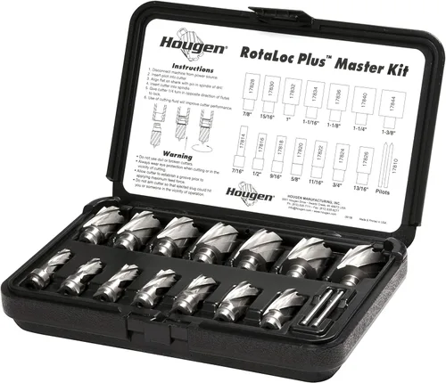 Hougen 17808 RotaLoc Plus Master Kit 7/16, 1/2, 9/16, 5/8, 11/16, 3/4, 13/16, 7/8, 15/16, 1, 1-1/16, 1-1/8, 1-1/4 y 1-3/8 pulgadas de profundidad de