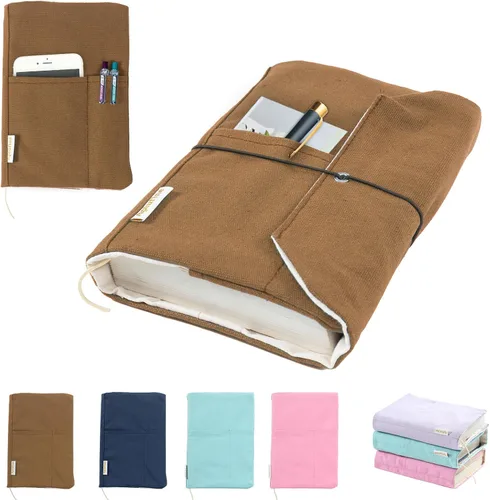 Vista 19 de Fundas de libro de lienzo, protector de libro lavable, funda de libro para novelas de tapa blanda, funda de libro ajustable para tapa dura