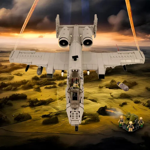 Vista 9 de General Jim's A-10 Thunderbolt II Warthog Fighter Jet Building Blocks Set 931 piezas de avión de ataque de guerra fría Modelo avión con cabina