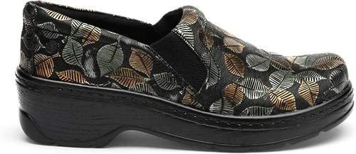 Vista 3 de Klogs Footwear Nápoles - Zuecos de lactancia con espalda cerrada para mujer, Hojas doradas/verdes