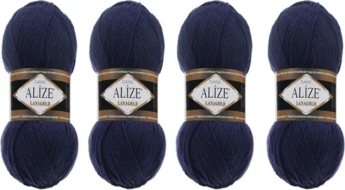 Vista 39 de Alize Lanagold - Hilo para tejer, lana para manualidades, mezcla de hilo para tejer a mano, cálida, suave, natural, gruesa, tejida a mano, lote de 4
