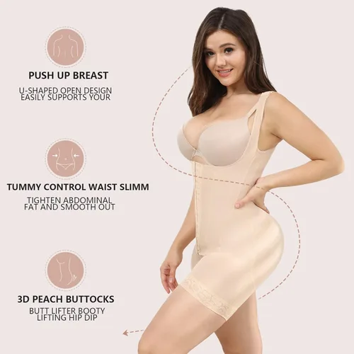 Vista 3 de SHAPSHE Shapewear for Women Tummy Control Fajas Colombianas High Compression Body Shaper 7 steel bone widen strap Bodysuit