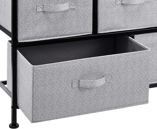 Vista 4 de Yaxa Basics Unidad organizadora de almacenamiento de tela extra ancha con 5 cajones para armario, color negro