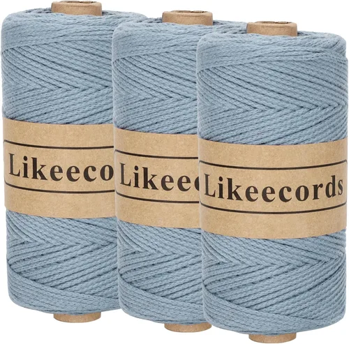 Vista 51 de Likeecords 100% Hilo de Ganchillo de Algodón Cordón de Bolsa de 2mm 170m Cordón de Macramé de 2mm Hilo de Crochet Cuerda de Macramé Regalo para Verde