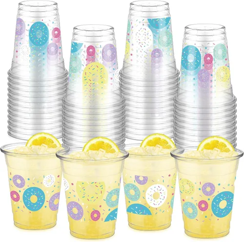 Vista 14 de FoldTier 50 vasos de plástico para el día de San Patricio, 12 onzas, vasos desechables de trébol verde transparente, vasos desechables con temática
