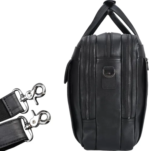 Vista 3 de STAR VISTA Scala Pro Business - Maletín de cuero de grano completo, compartimentos triples, cremalleras YKK, herrajes de latón