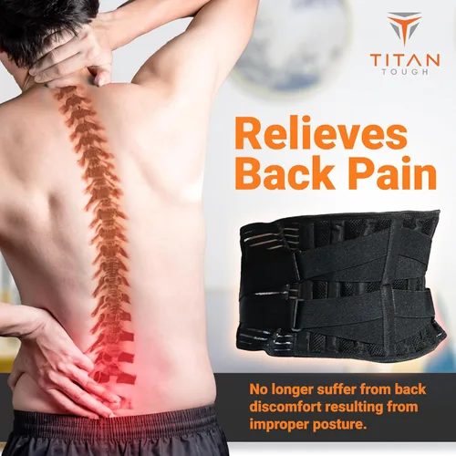 Vista 5 de Soporte de espalda para hombres para dolor de espalda baja, corrector de postura, cinturón de apoyo lumbar para mujeres, soporte de espalda