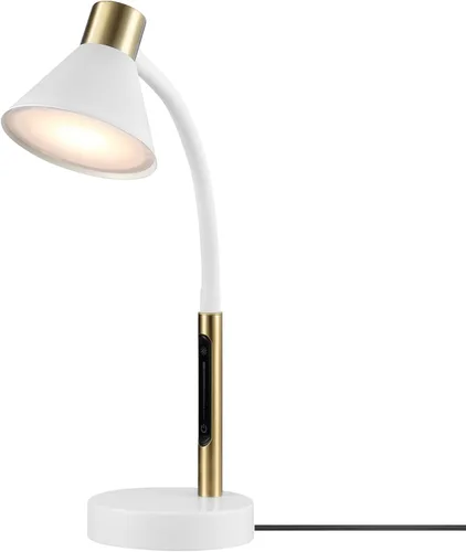 Vista 9 de Globe Electric 62000036 Lámpara de escritorio LED de 15" con abrazadera integrada, color negro mate, cuello de cisne de silicona ajustable