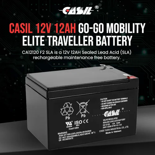 Vista 2 de Casil Batería de repuesto de 12 V y 12 Ah compatible con Go-Go Mobility Elite Traveller SC40E SC44E, paquete de 2