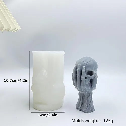 Vista 2 de Moldes de silicona de calavera de Halloween, moldes de silicona de calavera 3D para decoración de fiestas, molde de manualidades de bricolaje