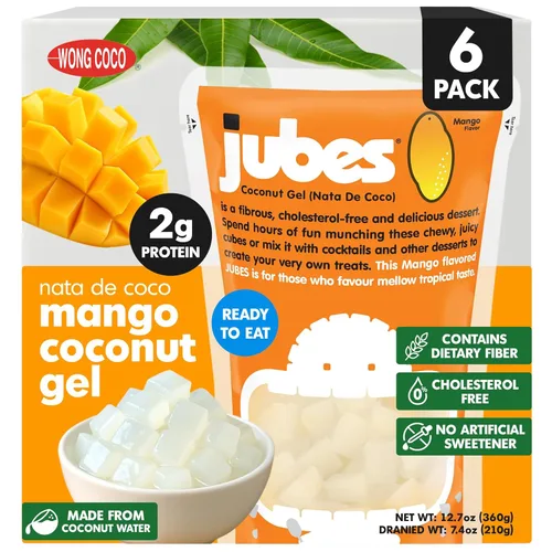 Vista 7 de Jubes Grape Nata De Coco Jelly Cubes 12.7 oz – Cubos de jalea de coco de uva para sagú – Gel de coco en ingredientes de jarabe para té de frutas