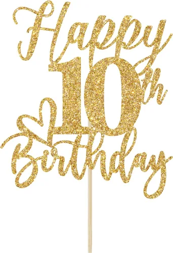 Vista 5 de Decoración para pastel de cumpleaños número 10, decoraciones de cumpleaños número 10, doble dígito, Hello 10, suministros para fiesta de cumpleaños