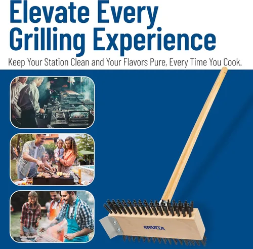 Vista 6 de SPARTA 4002600 Cepillo de parrilla de acero inoxidable, raspador de parrilla con mango largo para limpieza comercial, cocinas, restaurantes, baños