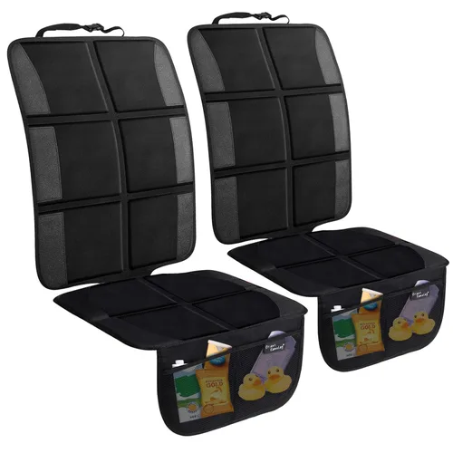 Protector de asiento de automóvil, paquete de 2 protectores de asiento de automóvil grandes para niños y bebés con bolsillos organizadores,