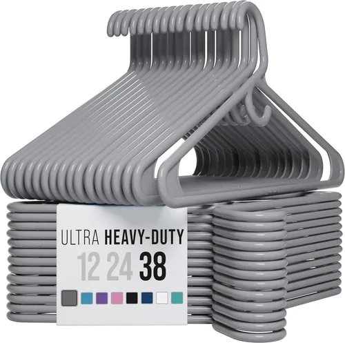 Vista 14 de NEATERIZE Perchas de ropa de plástico ultra resistentes - Aqua - Percha duradera para abrigos, trajes y ropa. Perchas De Ropa (Paquete de 12 - Aqua)