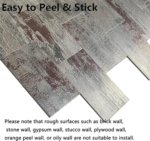 Vista 5 de XUANINY 10 hojas de azulejos autoadhesivos para salpicaduras de muro de metro, azulejos de madera de metal, azulejos de aluminio, para pegar