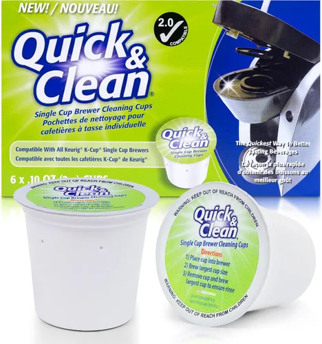Quick & Clean [6-Pack] Cápsulas de limpieza Keurig - Cápsula limpiadora K Cup para Keurig - Compatible con máquina de café 2.0, elimina manchas, no