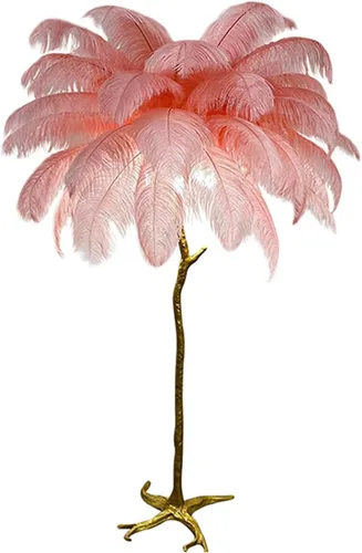 Vista 18 de Lámpara de plumas de avestruz, lámpara de plumas de resina con plumas de avestruz naturales (contiene fuentes de luz) tiene interruptor de pie