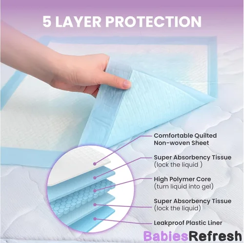 Vista 3 de 50 almohadillas desechables súper absorbentes XL de 30 x 36 pulgadas, secado rápido a prueba de fugas para múltiples usos para bebés, almohadillas