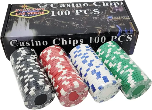Vista 3 de Caja de regalo Welcome to Las Vegas con 100 fichas de póquer de 11.5 gramos. Elija uno de los variados diseños., rayado
