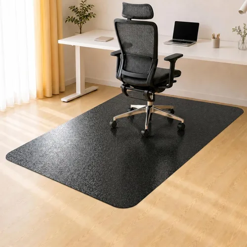 Kuyal Tapete rectangular para silla de piso de madera dura, 36 x 55 pulgadas, tapete protector de madera/azulejos para oficina y hogar, color negro