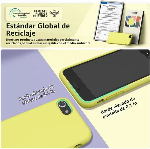 Vista 5 de Surphy - Carcasa de silicona compatible con iPhone SE 2020, iPhone 8, iPhone 7, funda de silicona líquida (con forro de microfibra) para iPhone 7