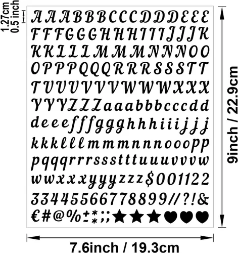 Vista 8 de 0.5 pulgadas Calcomanía de letra pequeña, calcomanías de números de alfabeto de vinilo negro autoadhesivas, letras adhesivas de alfabeto ABC