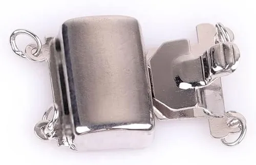 Vista 2 de JOE FOREMAN 2 hebras lisas de oro blanco de 14 quilates, con cierre de perlas a presión, cierre de collar de perlas para pulseras, cierres