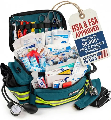 Vista 11 de Scherber First Responder Kit de Trauma Profesional Completamente Equipado con Elementos Esenciales EMT/EMS Aprobado por HSA/FSA Bolsa