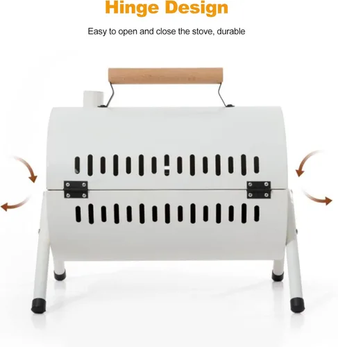 Vista 5 de Ergocar Parrilla de barbacoa, parrilla de barbacoa de mesa 2 en 1, barbacoa de hierro portátil con bandeja para hornear, parrilla de carbón