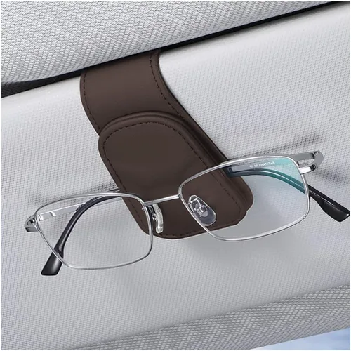 Vista 25 de zipelo Soporte para gafas de sol para visera de coche, colgante magnético de piel para gafas de vehículo, clip para montar gafas de sol en viseras