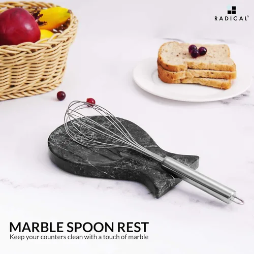 Vista 2 de Radicaln Soporte de cuchara de mármol para estufa de 8 pulgadas, soporte de cuchara hecho a mano negro para utensilios de cocina, ideal